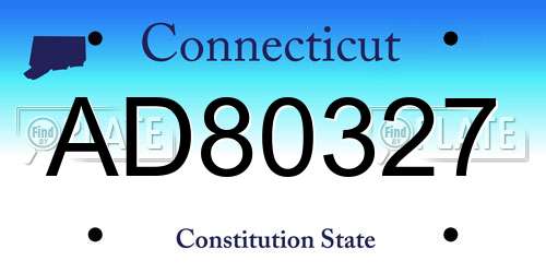AD80327 Connecticut License Plate