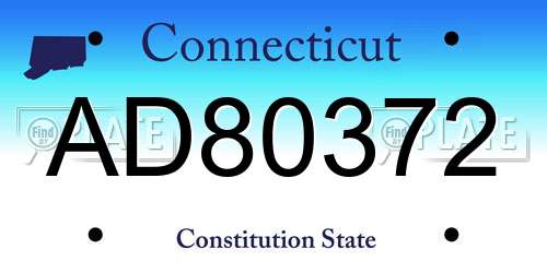 AD80372 Connecticut License Plate