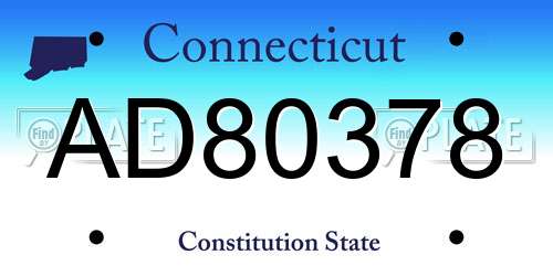 AD80378 Connecticut License Plate