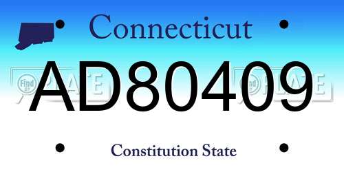 AD80409 Connecticut License Plate