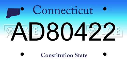AD80422 Connecticut License Plate
