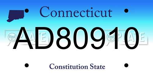 AD80910 Connecticut License Plate