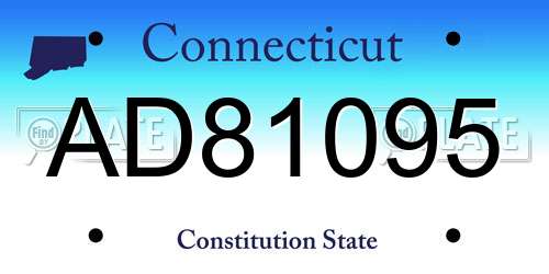 AD81095 Connecticut License Plate