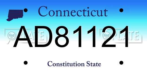 AD81121 Connecticut License Plate