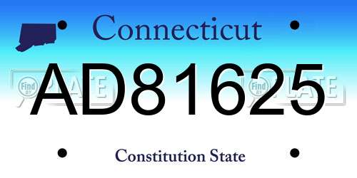 AD81625 Connecticut License Plate