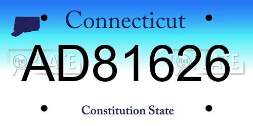 AD81626 Connecticut License Plate