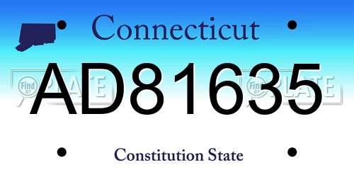 AD81635 Connecticut License Plate