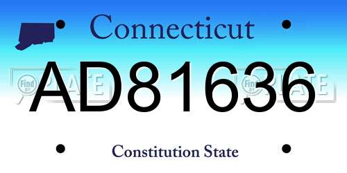 AD81636 Connecticut License Plate