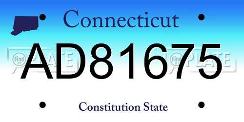 AD81675 Connecticut License Plate