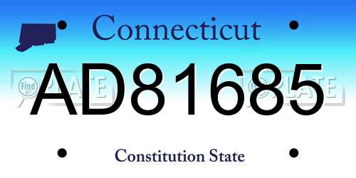 AD81685 Connecticut License Plate