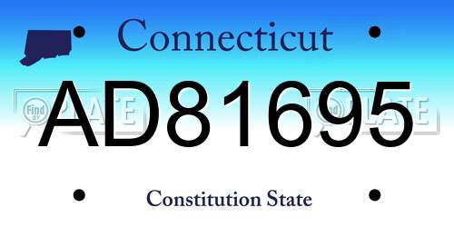 AD81695 Connecticut License Plate
