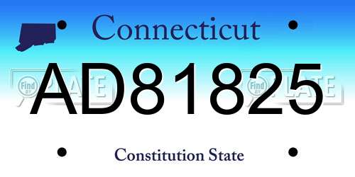 AD81825 Connecticut License Plate