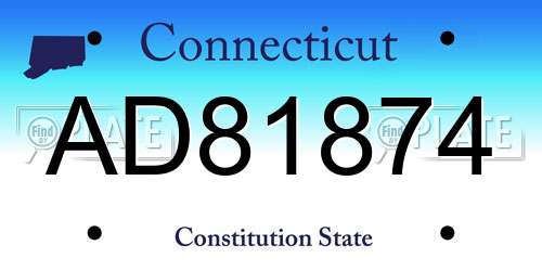 AD81874 Connecticut License Plate