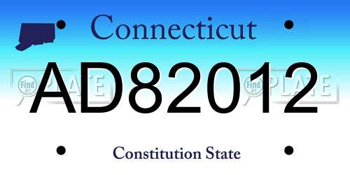 AD82012 Connecticut License Plate