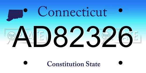 AD82326 Connecticut License Plate