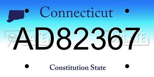 AD82367 Connecticut License Plate