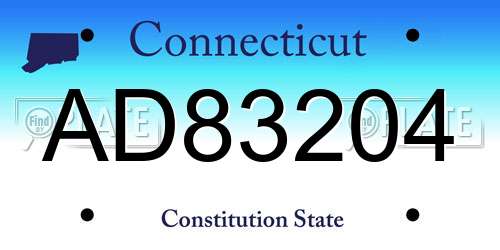 AD83204 Connecticut License Plate