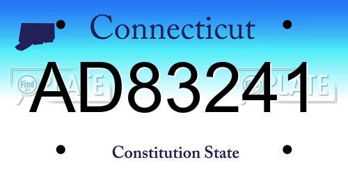 AD83241 Connecticut License Plate