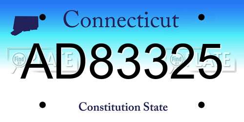 AD83325 Connecticut License Plate