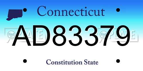 AD83379 Connecticut License Plate
