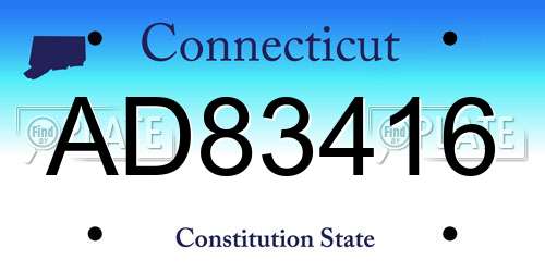 AD83416 Connecticut License Plate