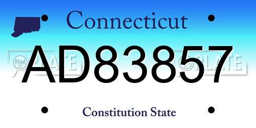AD83857 Connecticut License Plate