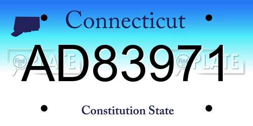 AD83971 Connecticut License Plate