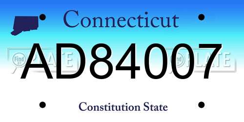 AD84007 Connecticut License Plate