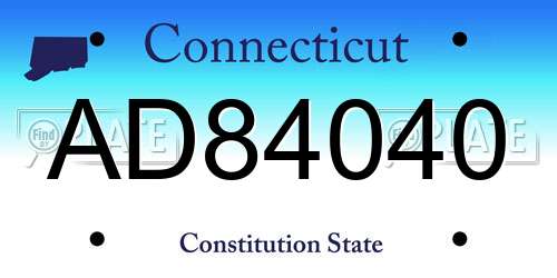 AD84040 Connecticut License Plate