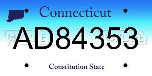 AD84353 Connecticut License Plate