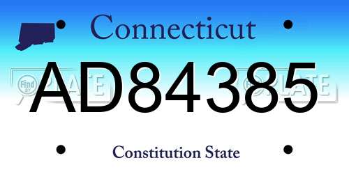 AD84385 Connecticut License Plate