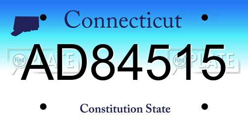 AD84515 Connecticut License Plate