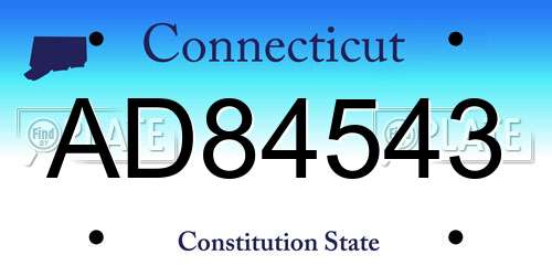 AD84543 Connecticut License Plate