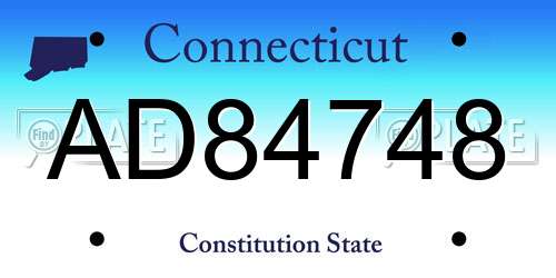 AD84748 Connecticut License Plate