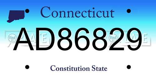 AD86829 Connecticut License Plate