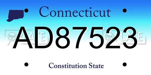 AD87523 Connecticut License Plate