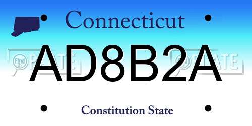 AD8B2A Connecticut License Plate