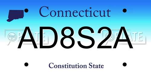 AD8S2A Connecticut License Plate
