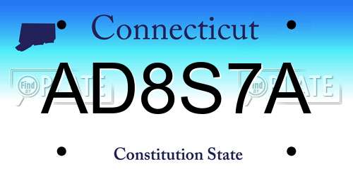 AD8S7A Connecticut License Plate