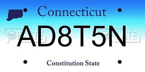 AD8T5N Connecticut License Plate