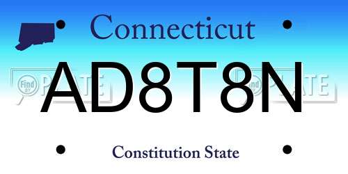 AD8T8N Connecticut License Plate