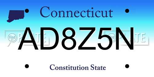 AD8Z5N Connecticut License Plate