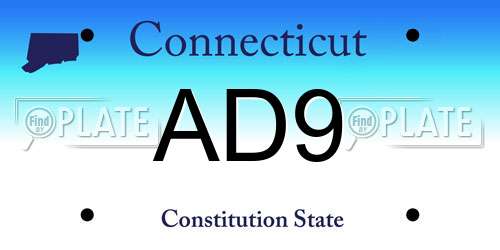 AD9 Connecticut License Plate