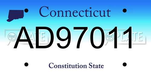 AD97011 Connecticut License Plate
