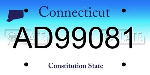 AD99081 Connecticut License Plate