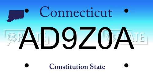 AD9Z0A Connecticut License Plate