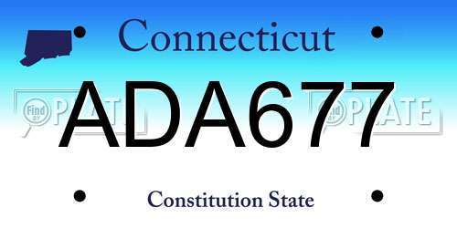 ADA677 Connecticut License Plate