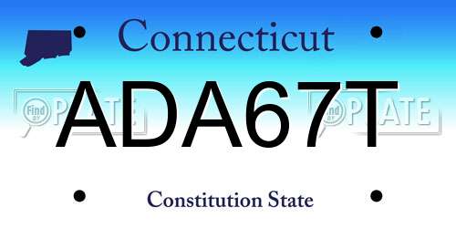 ADA67T Connecticut License Plate