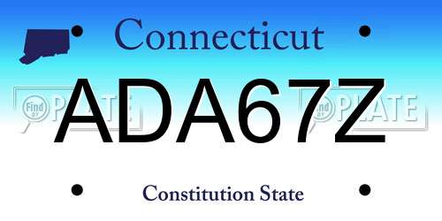 ADA67Z Connecticut License Plate