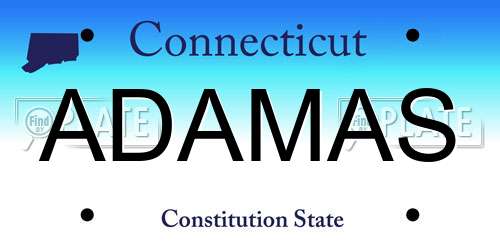 ADAMAS Connecticut License Plate